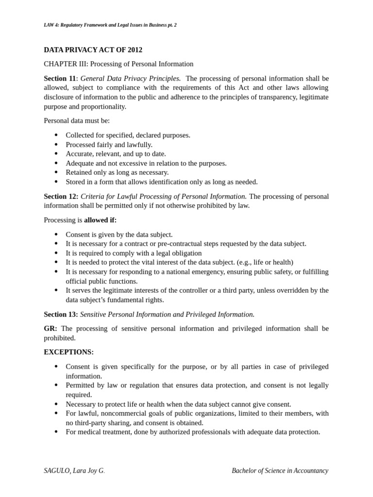 No.23 - Data Privacy Act Processing of Personal Data Rights of Data ...