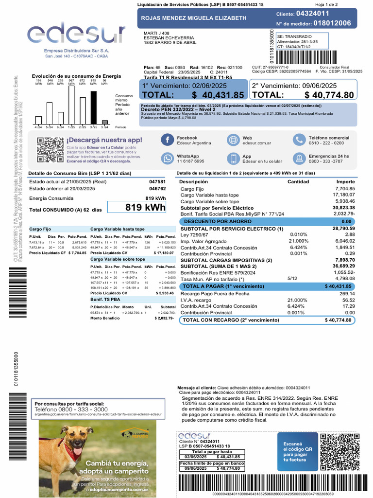 819 KWH 819 KWH: Total: Total | PDF | Tarjeta de débito | Visa Inc.