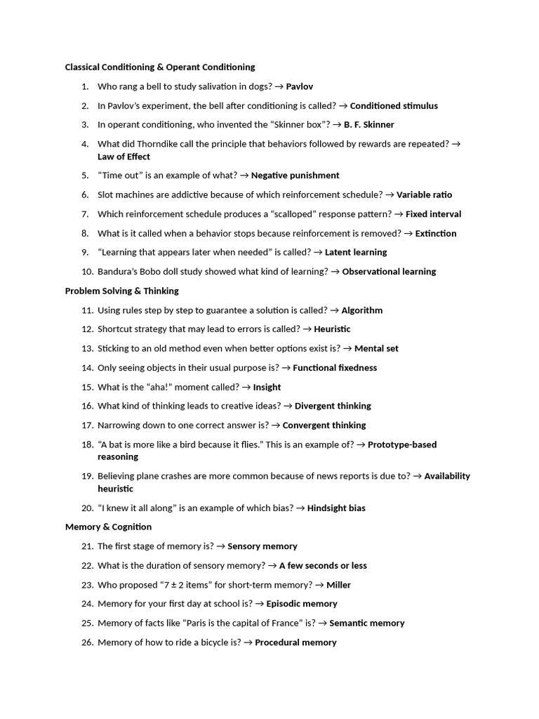 Classical and Operant Conditioning Overview | PDF | Reinforcement ...