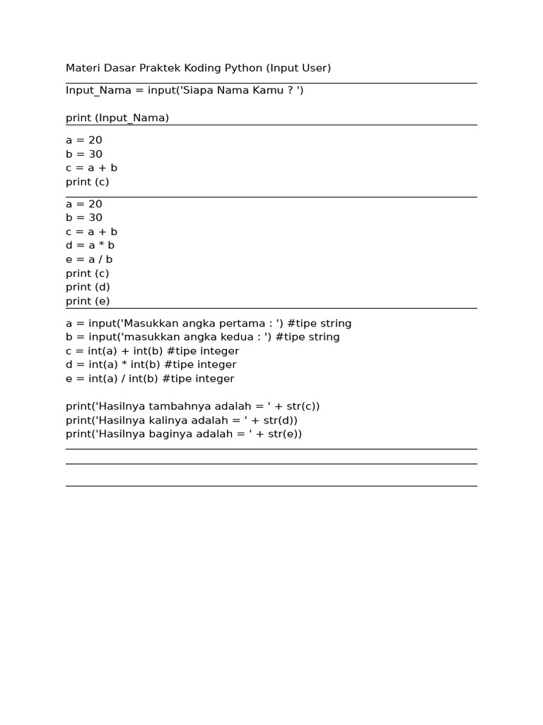 Panduan Input User di Python | PDF