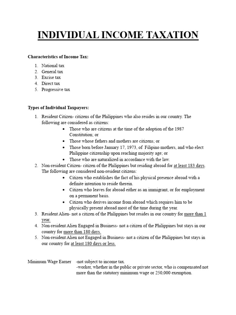 Individual Income Taxation Overview | PDF | Capital Gains Tax | Taxes