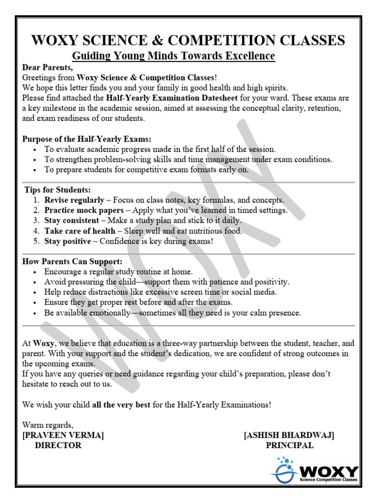 Message To Parents. | PDF