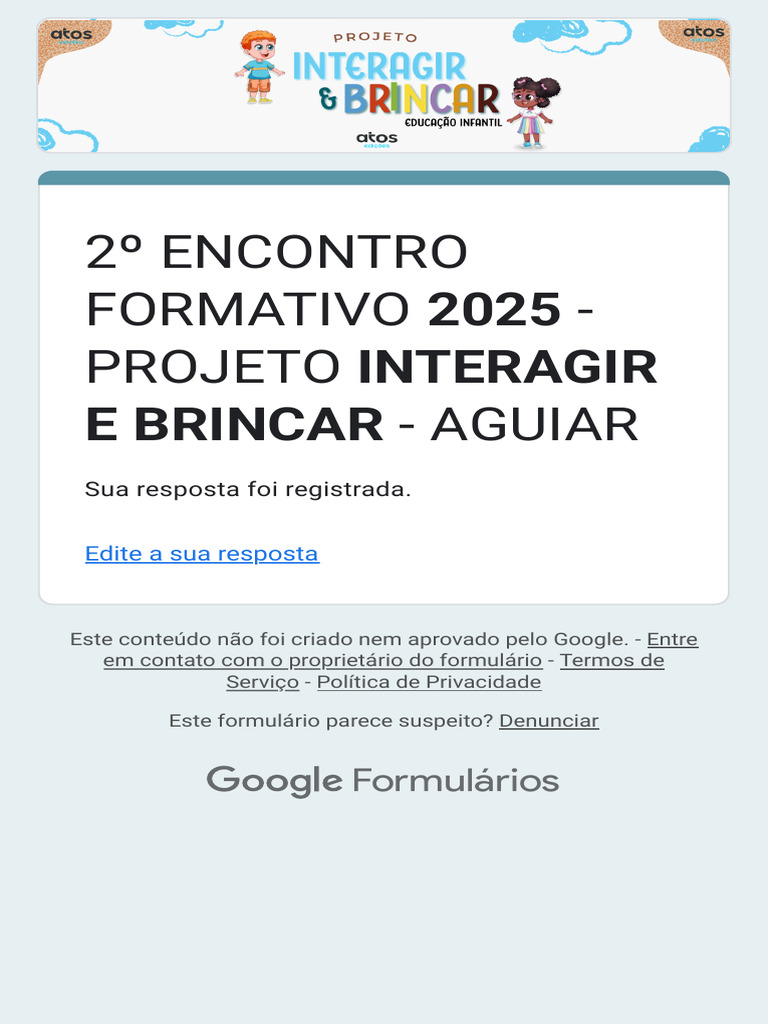 2º Encontro Formativo 2025 - Projeto Interagir e Brincar - Aguiar | PDF