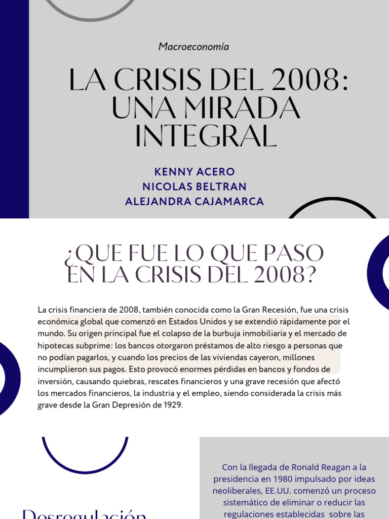 La Crisis Del 2008 Una Mirada Integral | PDF | Gran Recesión | Deuda