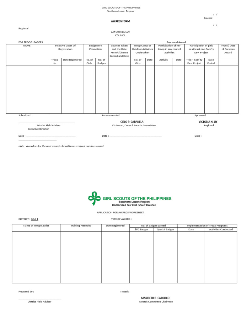 Girls Brigade Badges Application Form | PDF | Scouting | Scouting And ...