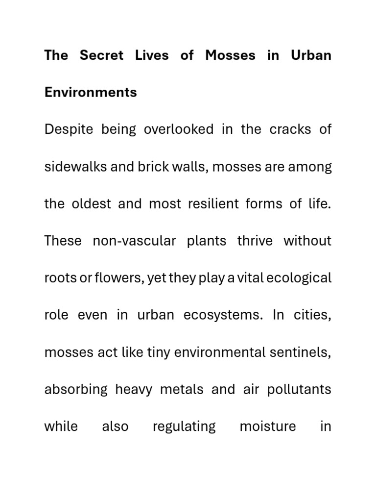 The Secret Lives of Mosses in Urban Environments | PDF