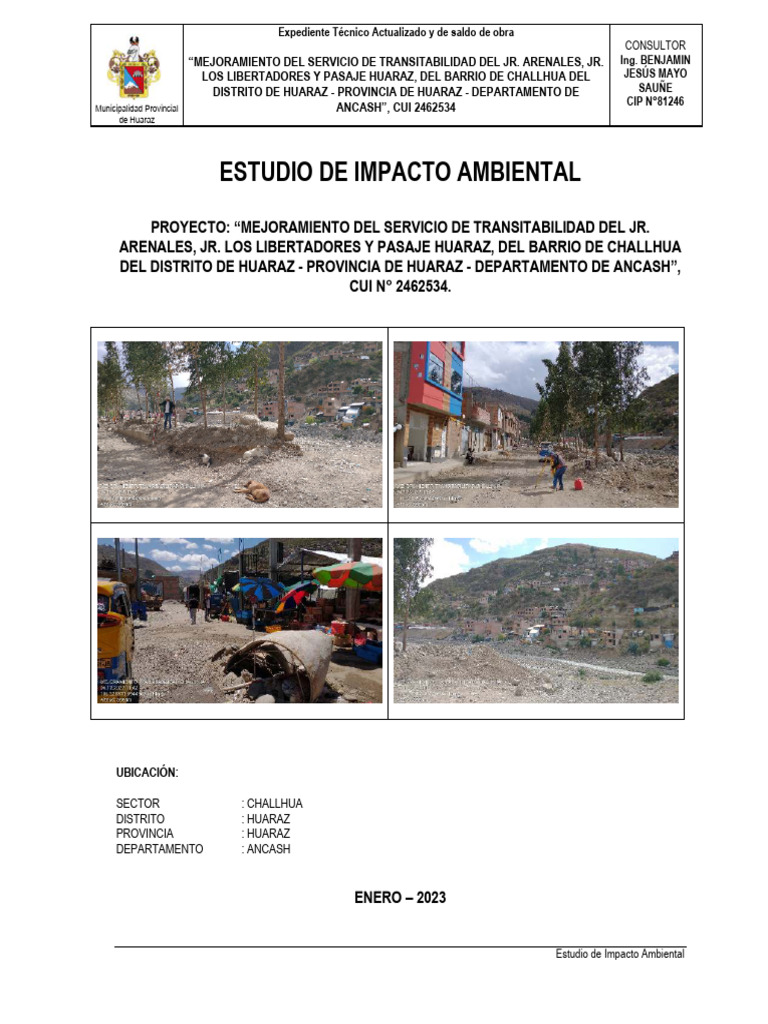 Estudio de Impacto Ambiental Huaraz | PDF | Contaminación | Dominio ...
