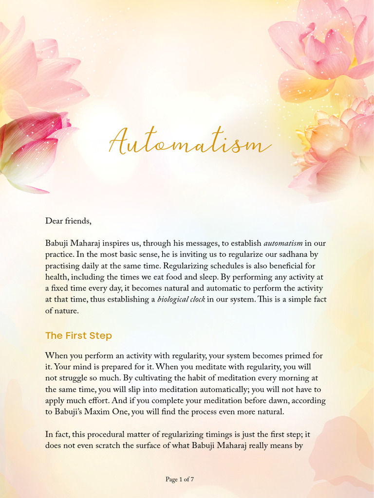 Mastering Automatism in Meditation | PDF | Yoga | Meditation