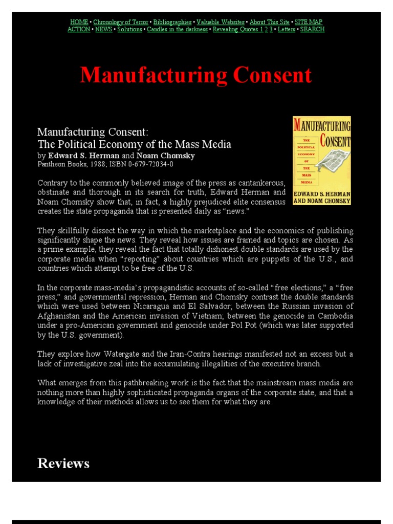 Noam chomsky manufacturing consent essay