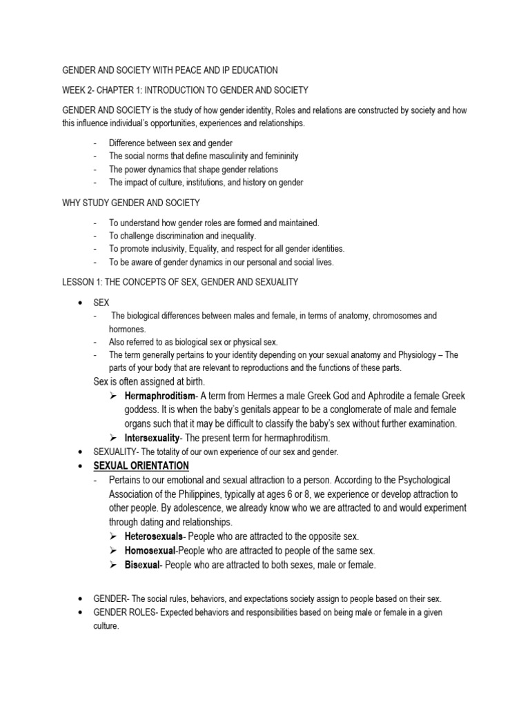 CHAPTER 1 and 2 STUDENTS | PDF | Gender | Gender Studies
