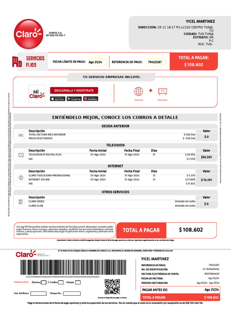 Factura Electrónica COMCEL S.A. | PDF | Factura | Internet