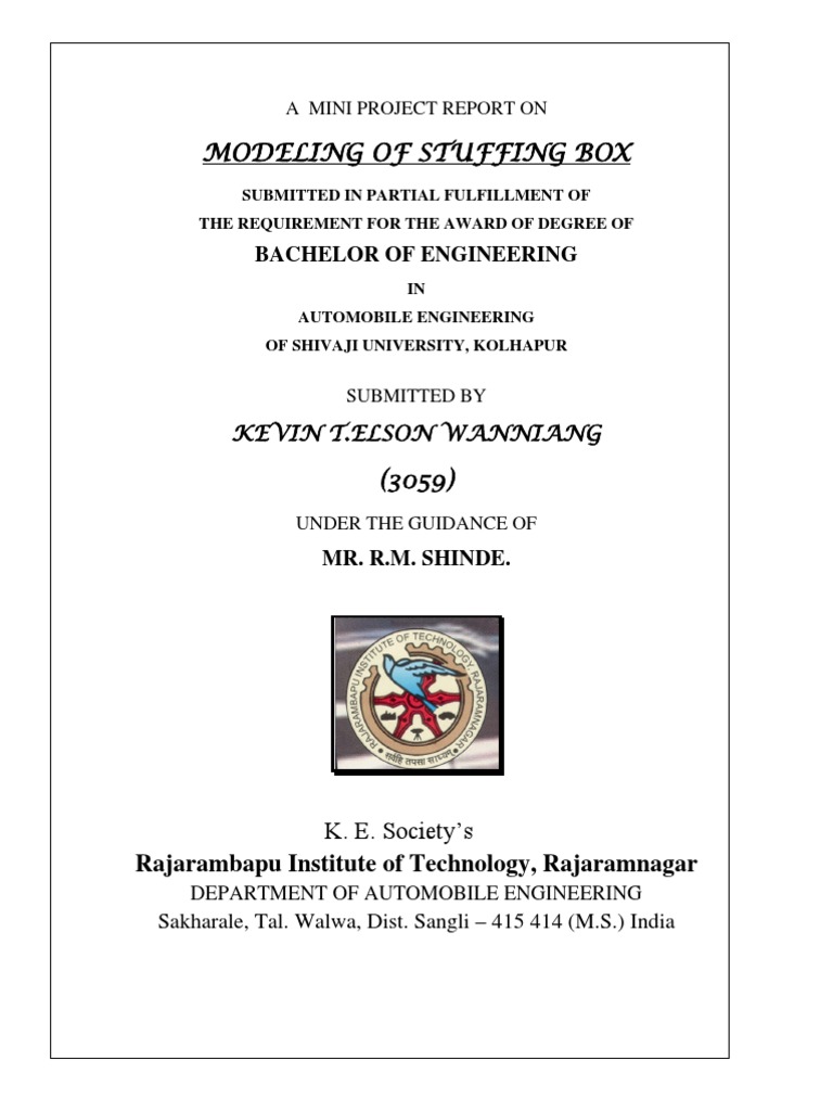 Stuffing Box Assembly Modeling Report | PDF | Technical Drawing ...