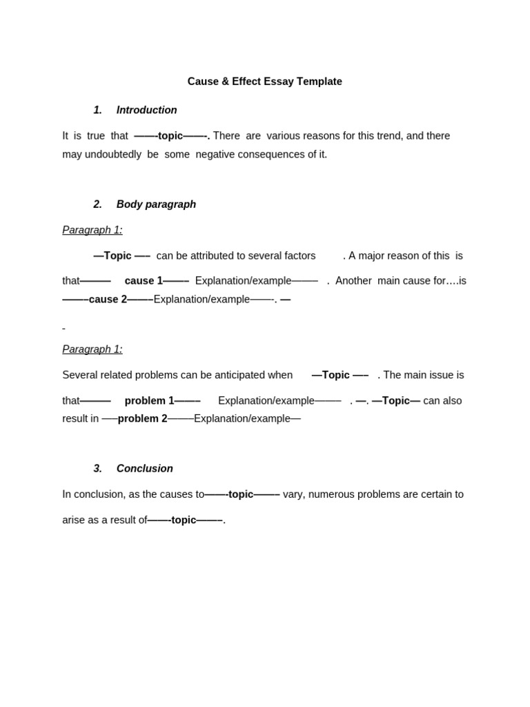 Cause & Effect Essay Template | PDF
