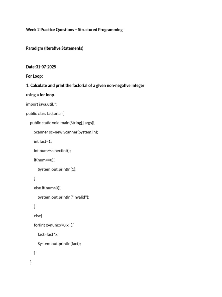 Structured Programming Practice Questions | PDF | Computing ...