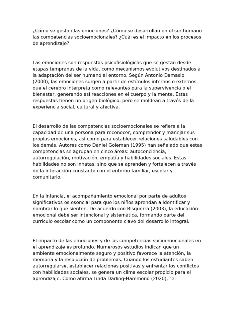 Impacto de las emociones en el aprendizaje | PDF | Las emociones ...