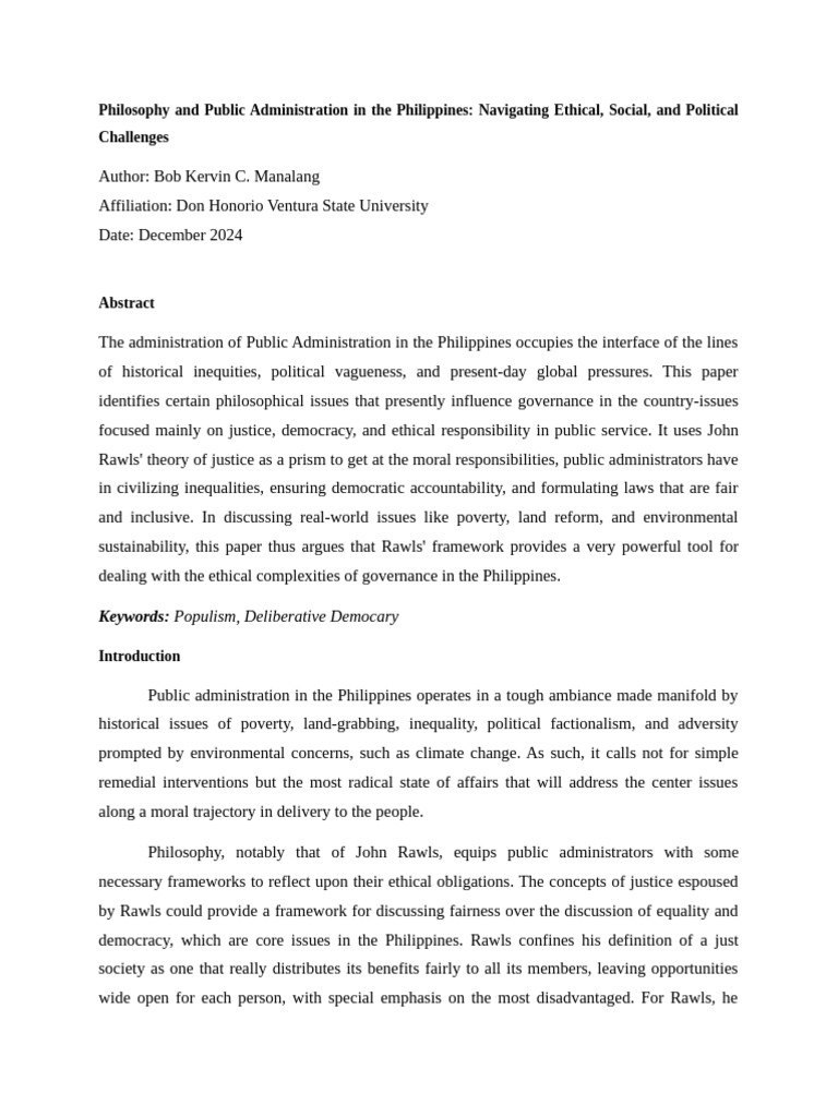 Ethical Governance in Philippine Public Administration | PDF | John ...