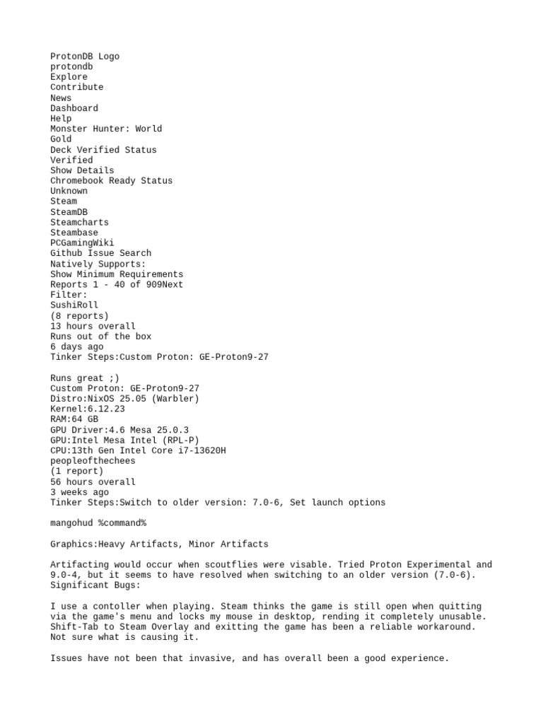 Monster Hunter: World on ProtonDB | PDF | Graphics Processing Unit ...