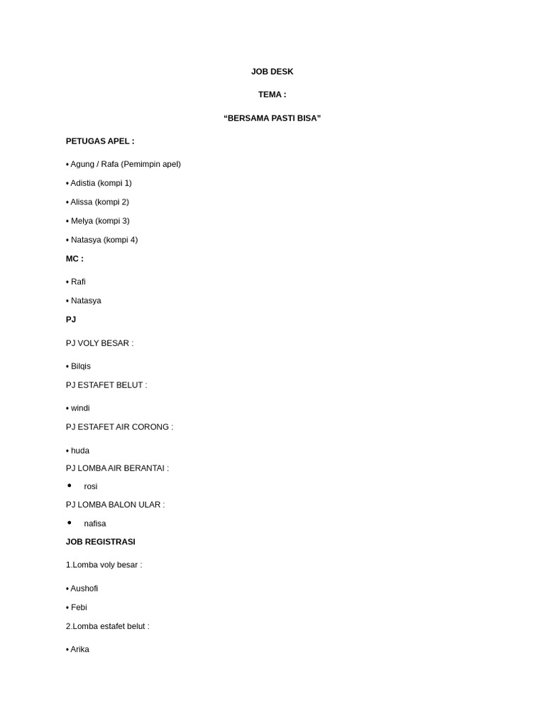 JOB DESK - Docx-3 | PDF