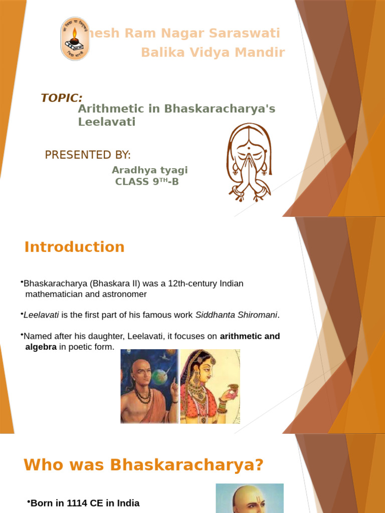 Bhaskaracharya's Leelavati: A Math Legacy | PDF