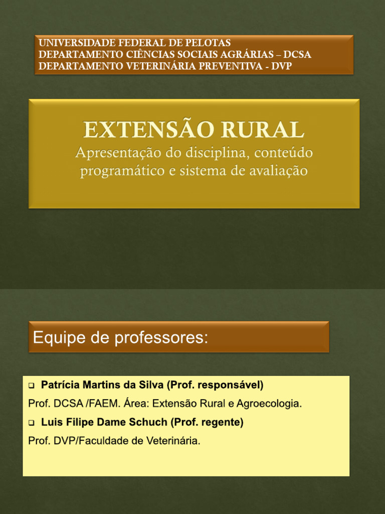 Extensão Rural: Conteúdo e Avaliação | PDF