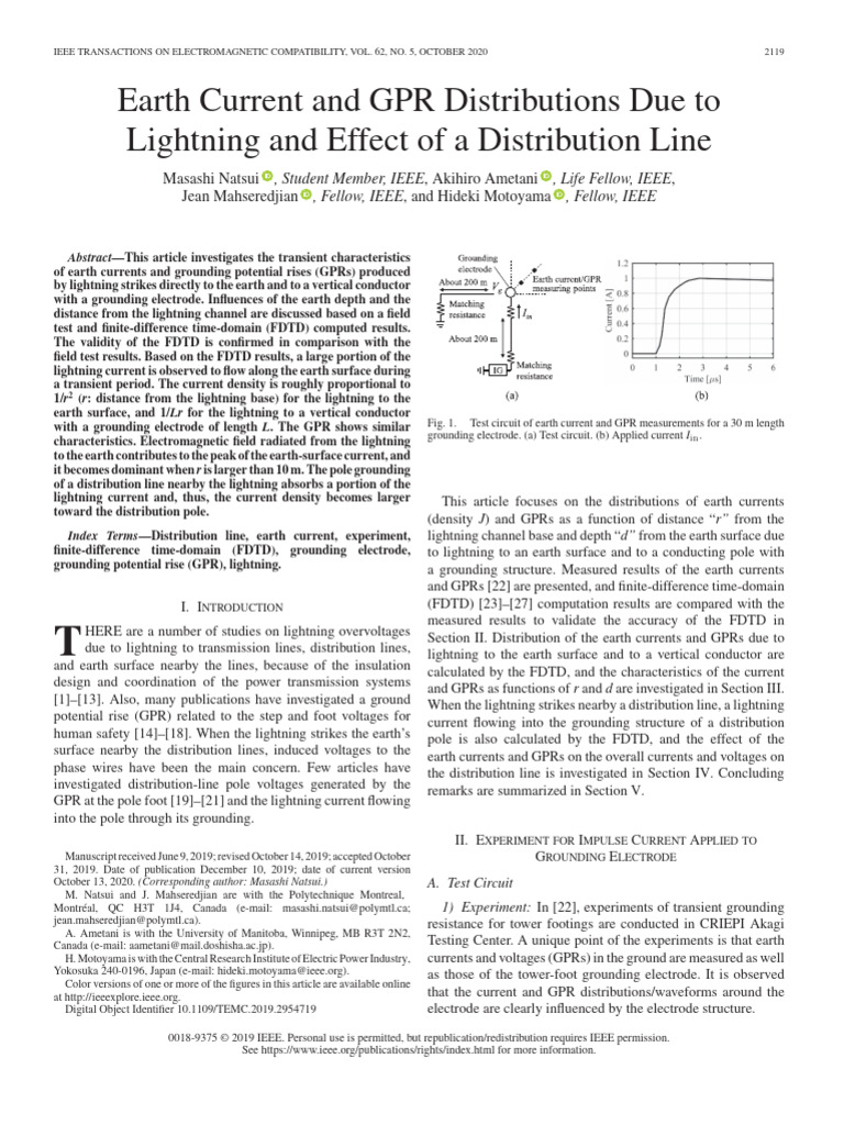 Earth Current and GPR Distributions Due To Lightning and Effect of A ...