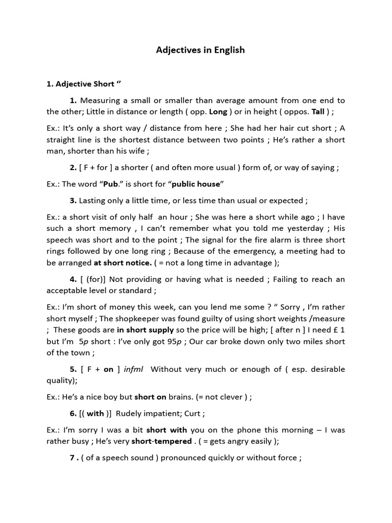 Adjectives in English Done | PDF