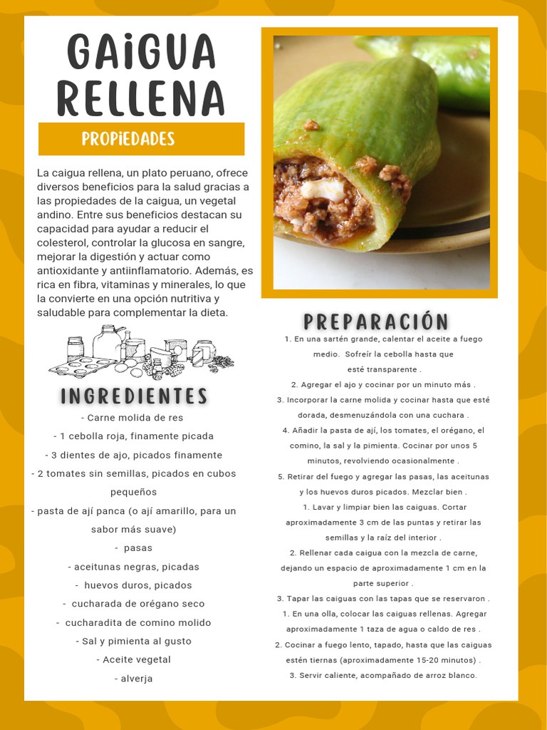 Caigua Rellena: Receta Saludable Peruana | PDF | Pasa | Carne