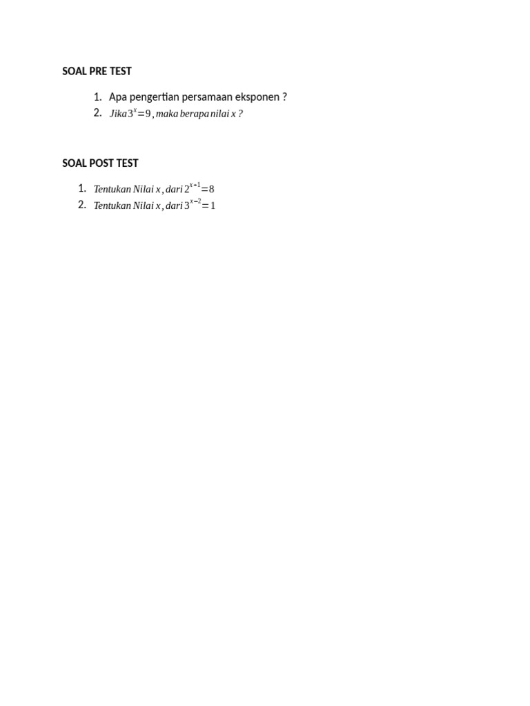 Soal Pre Test Dan Pos Test | PDF