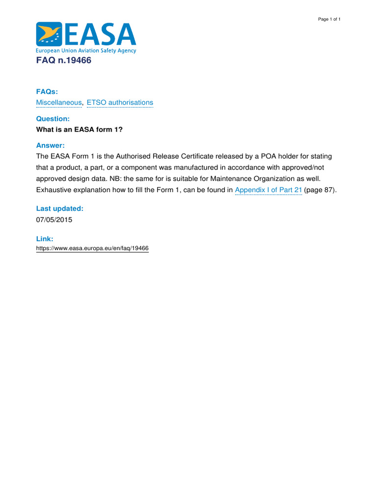 Understanding EASA Form 1 | PDF