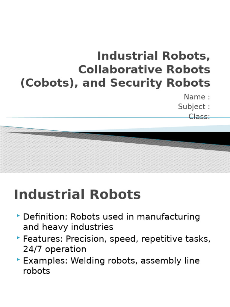 Industrial Robots, Collaborative Robots (Cobots), | PDF