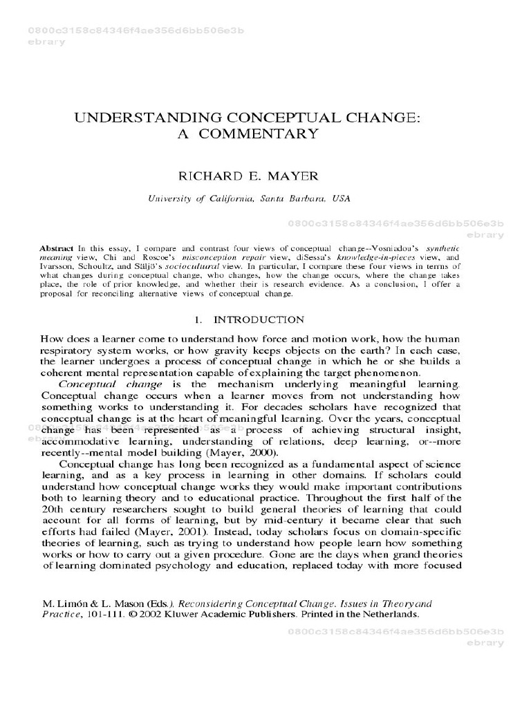 Conceptual Change in Theory and Practice | PDF