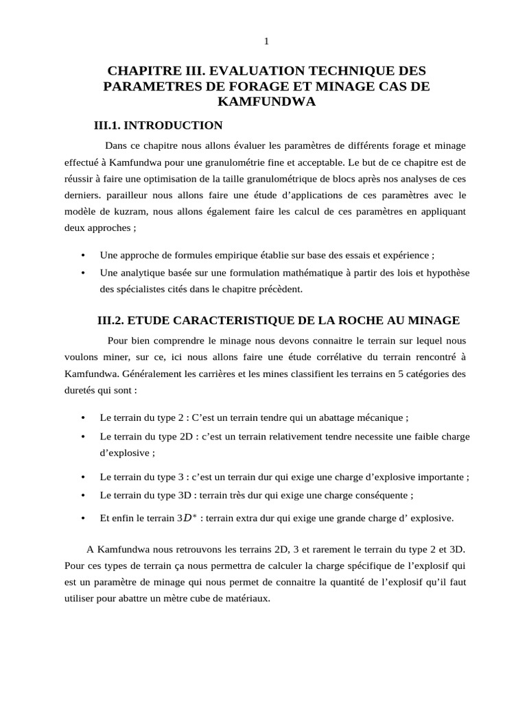 Évaluation des Paramètres de Forage à Kamfundwa | PDF