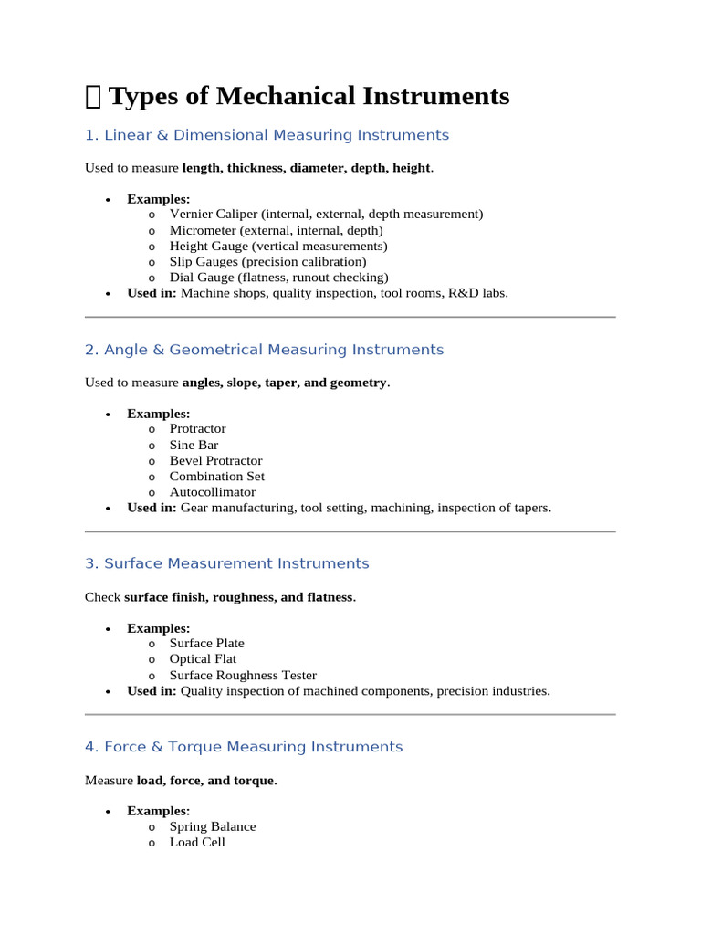 Overview of Mechanical Measuring Tools | PDF | Pressure Measurement ...