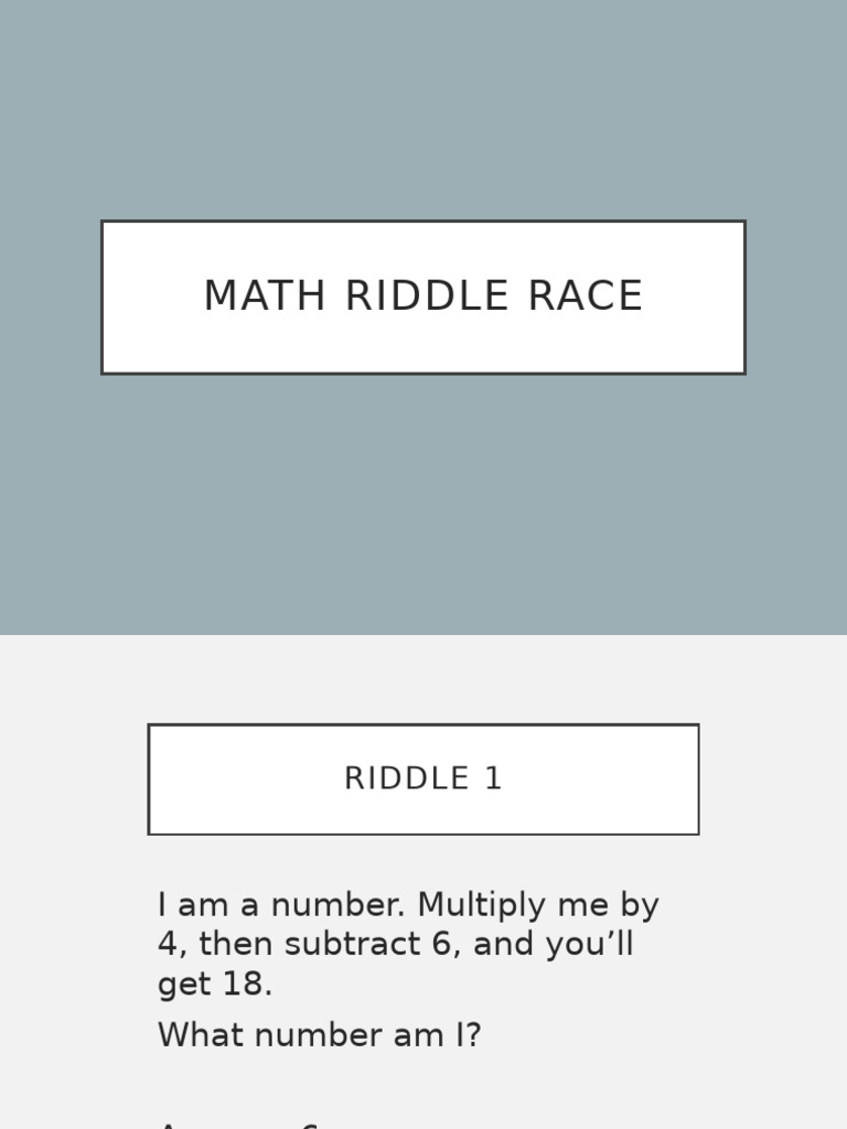 Engaging Math Riddles for Kids | PDF