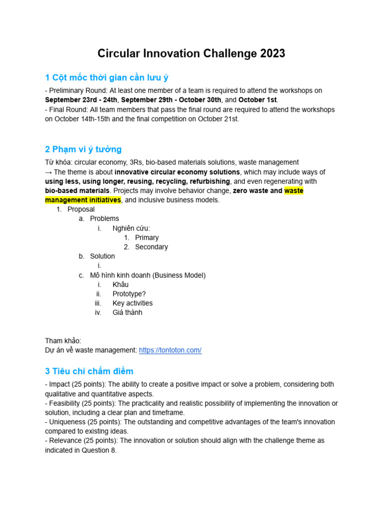Circular Innovation Challenge 2023 Overview | PDF | Waste | Natural ...