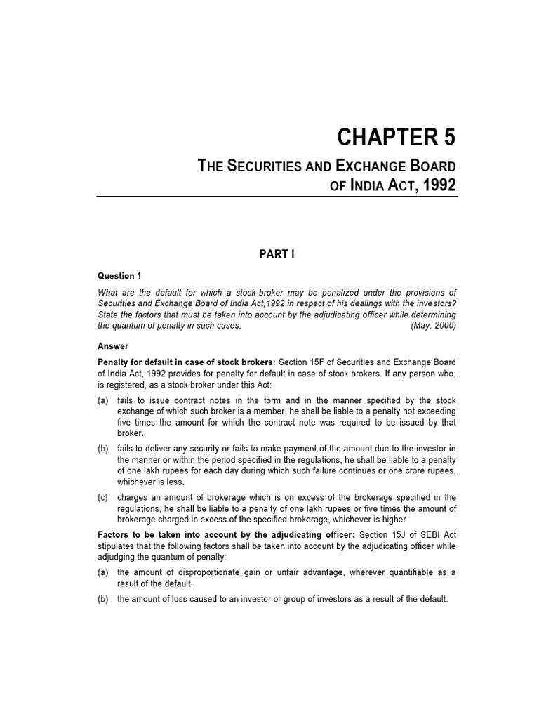 SEBI Act 1992: Stock Broker Penalties | PDF | Stocks | Equity (Finance)