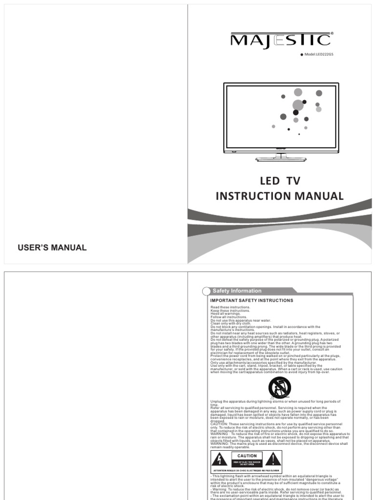 LED TV User Manual and Safety Guide | PDF | Hdmi | Ac Power Plugs And ...