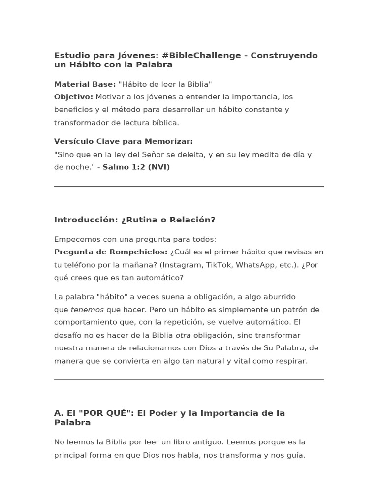 Fomenta el Hábito de Leer la Biblia | PDF | Biblia | Dios