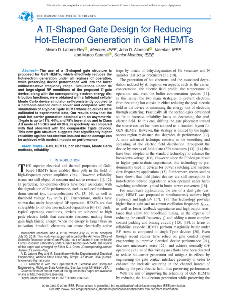 A Pi - Shaped Gate Design | PDF | Electron | Simulation