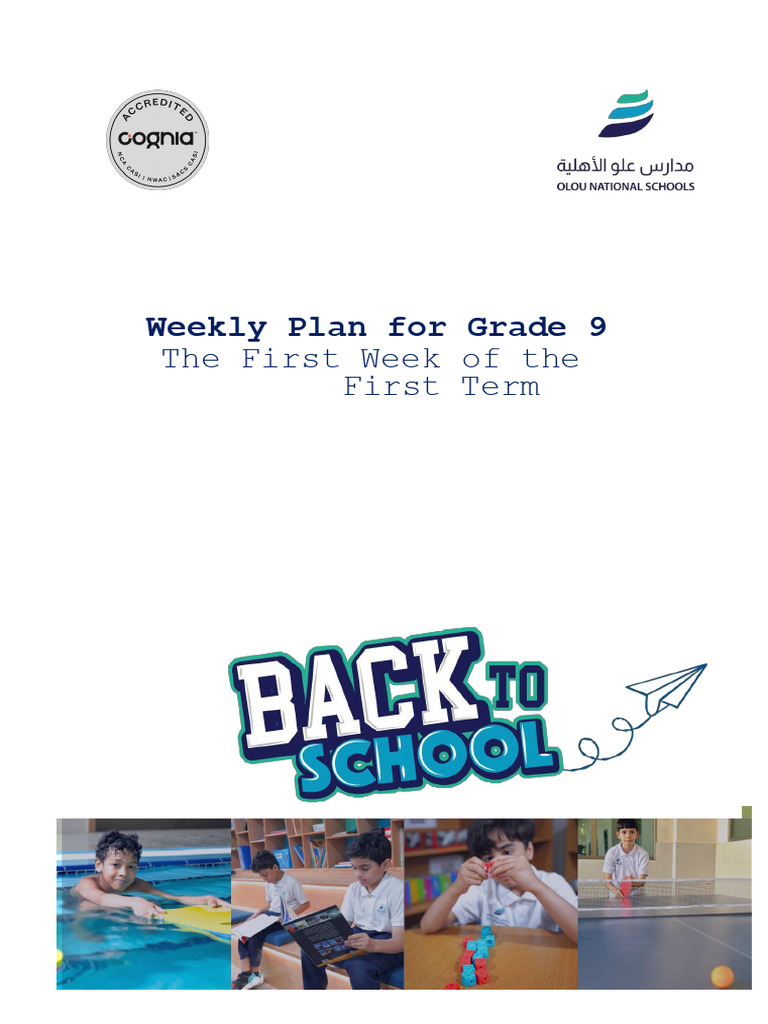 Grade 9 Weekly Plan: First Term Activities | PDF