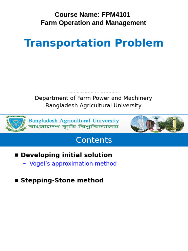 Transportation Problem Solutions Guide | PDF | Nonlinear System ...