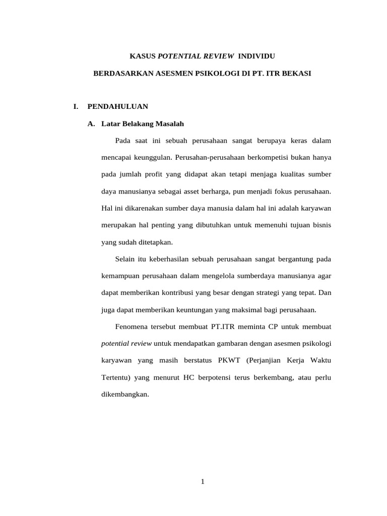 Analisis Potensial Review Karyawan | PDF