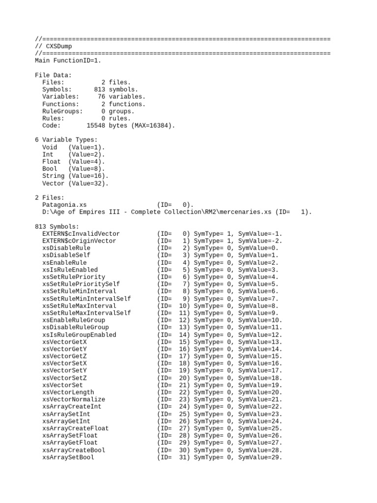 CXSDump: File and Symbol Overview | PDF