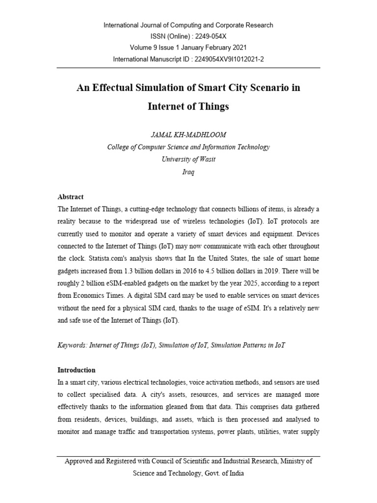 Smart City IoT Simulation with CupCarbon | PDF | Internet Of Things ...