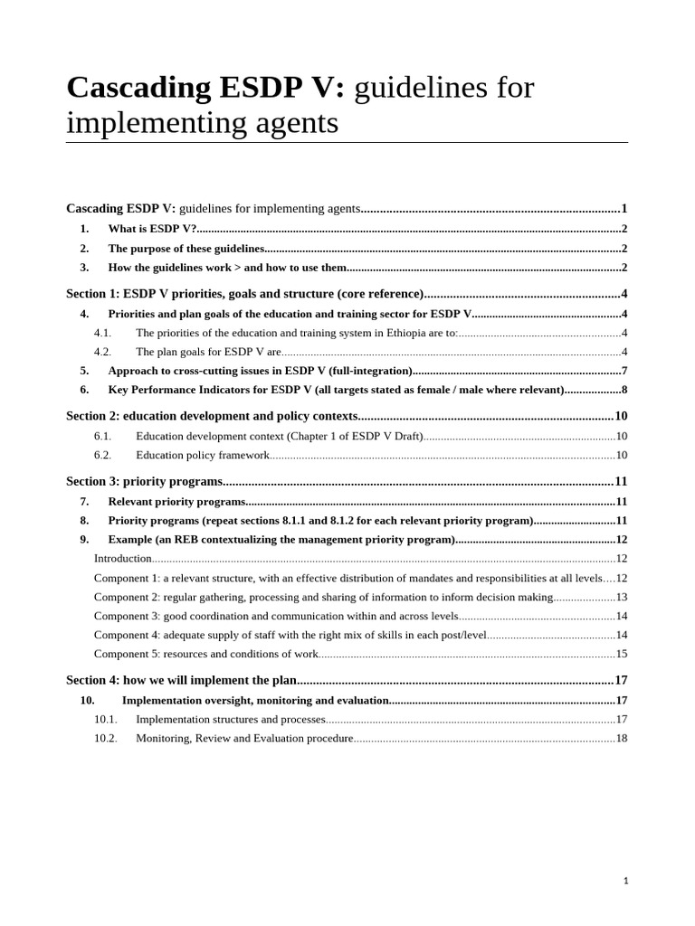 ESDP V Implementation Guidelines | PDF | Vocational Education ...