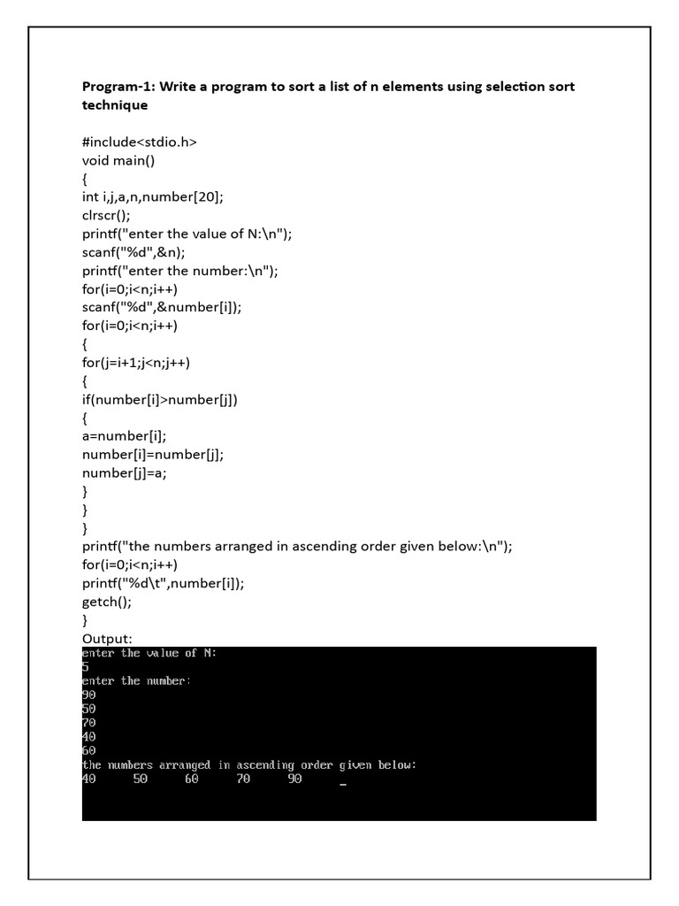 C Programs for Sorting and Algorithms | PDF | Integer (Computer Science ...