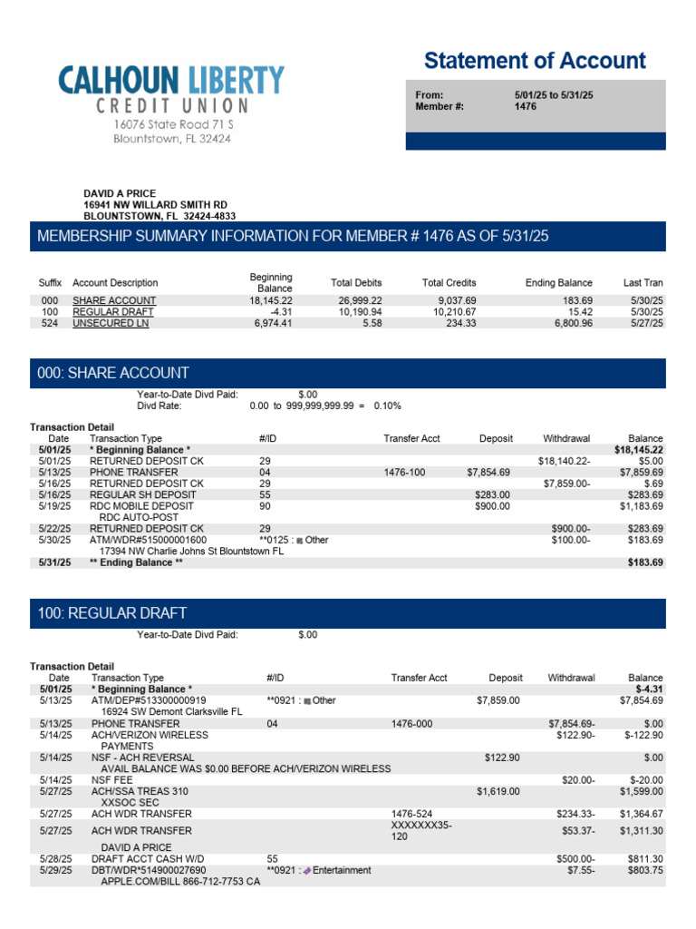 Account Statements | PDF | Annual Percentage Rate | Interest