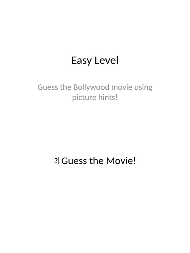 Bollywood Movie Guessing Game | PDF