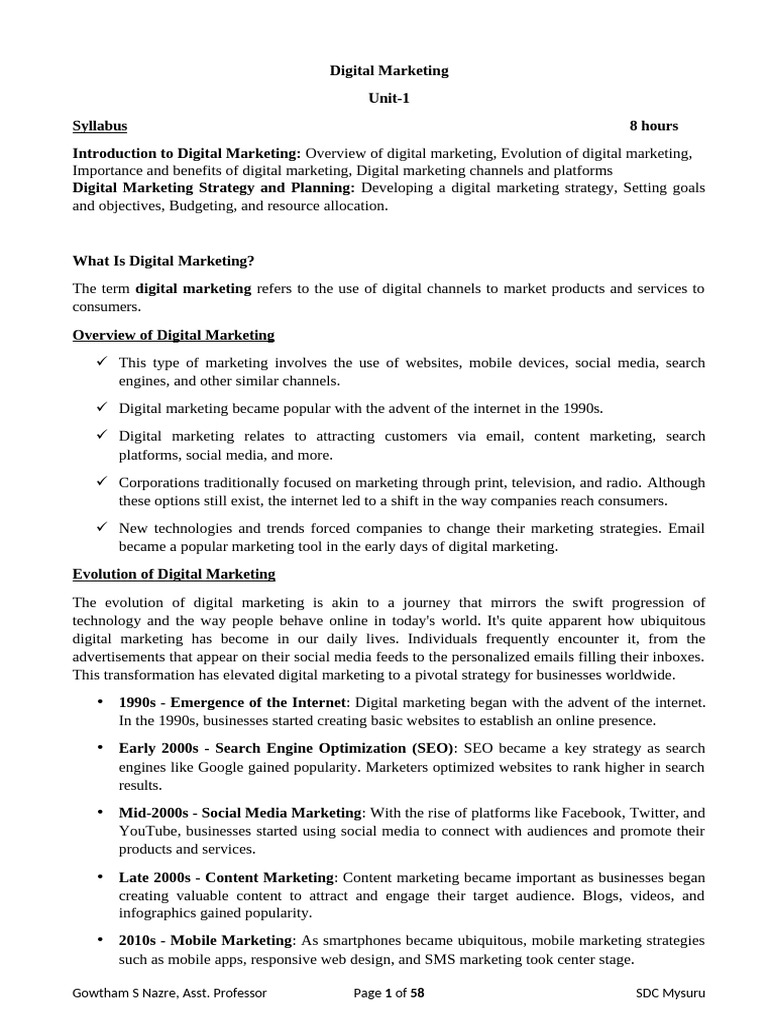Digital Marketing Overview and Benefits | PDF | Digital Marketing ...