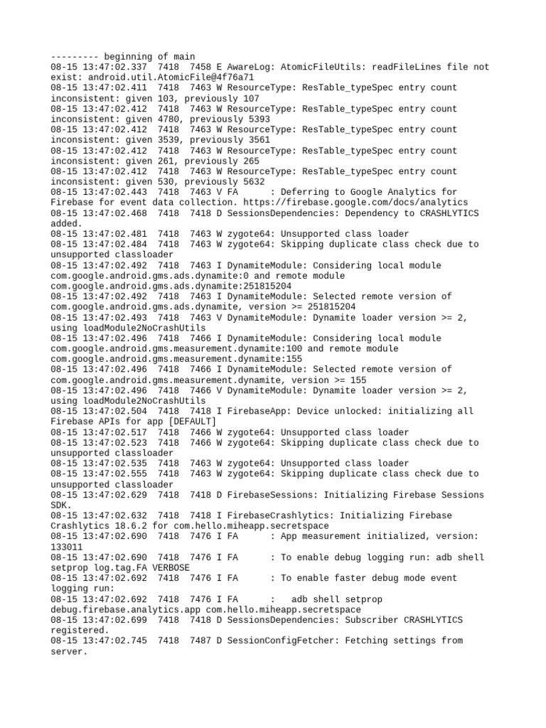 Com - Hello.miheapp - Secretspace Logcat | PDF | Java (Programming ...